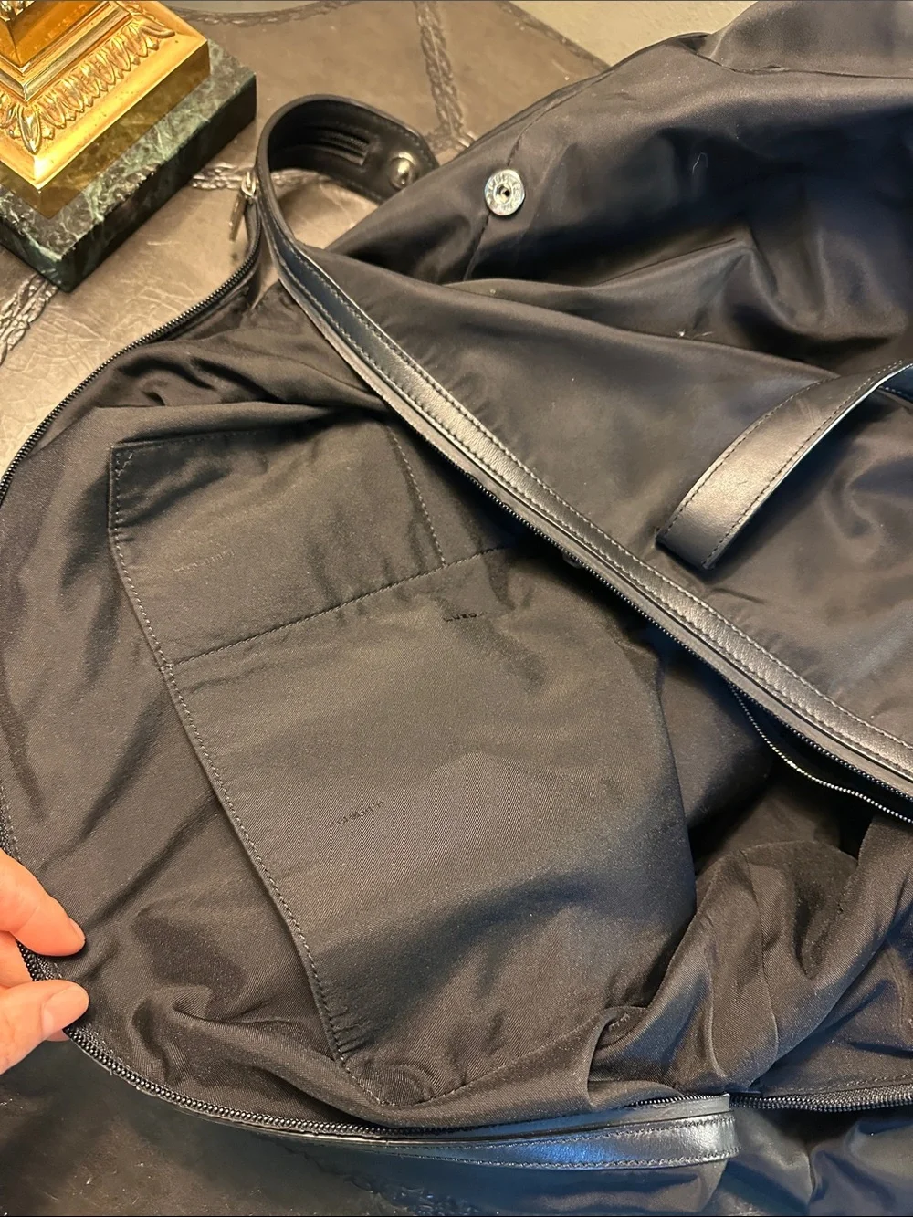 Fendi Black Duffel Bag with Yellow and Red Logo Straps